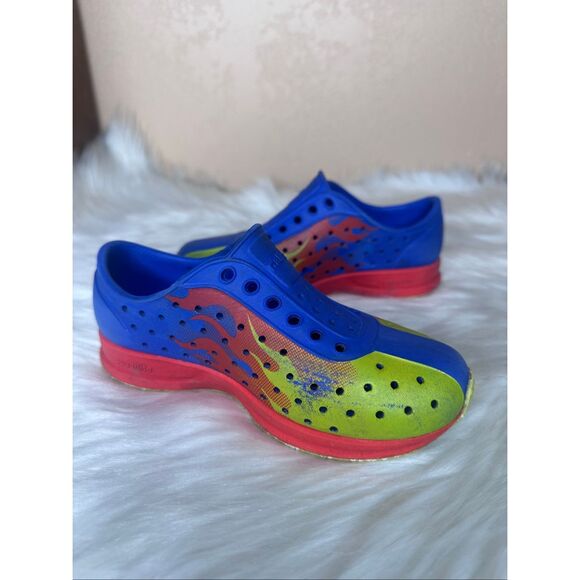 Natives Shoes Kids Robbie Sugarlite Print Chartreuse flame Size C11 - Picture 10 of 11